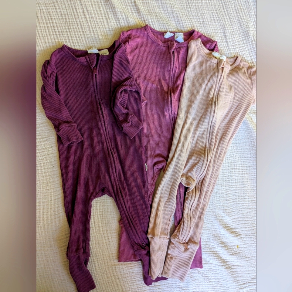 Bundle Of 3 Jamie Kay Zipper Sleepers Purple Parade Organic
